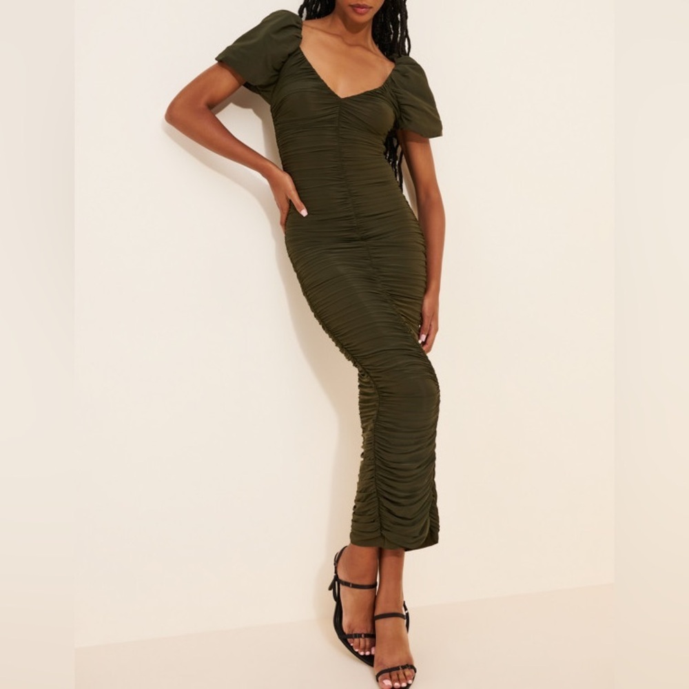 Ronny Kobo Collection Lupine ruched body-con maxi dress Size S